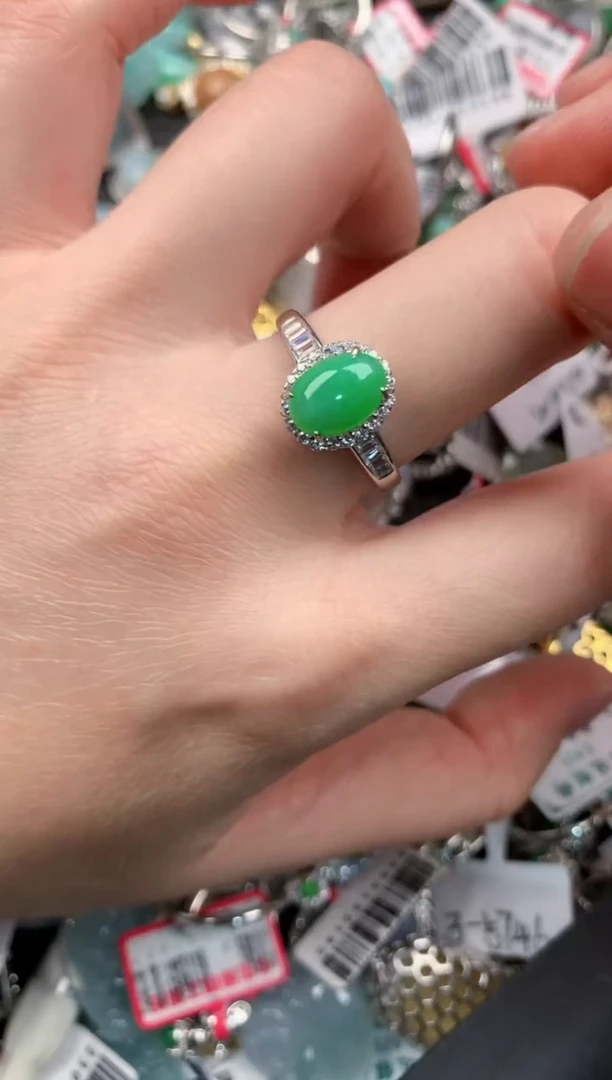 银S925镶嵌戒指翡翠888---9