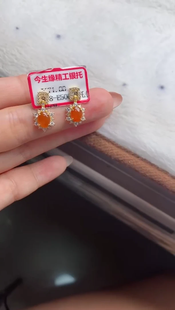 银S925镶嵌戒指翡翠天然A货翡翠
