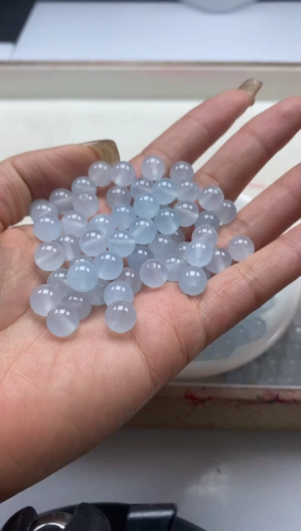 【闪购商品】玛瑙/玉髓颈饰未镶嵌w791冰川蓝玛瑙8mm*50颗