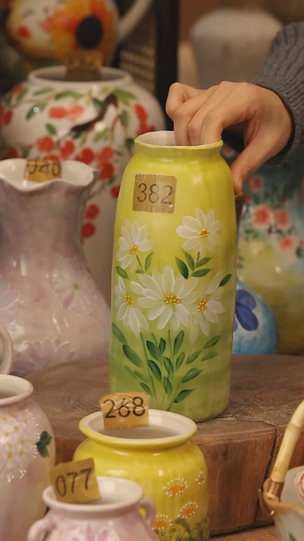陶瓷景德镇设计师手作花器摆件侘寂风@M382@