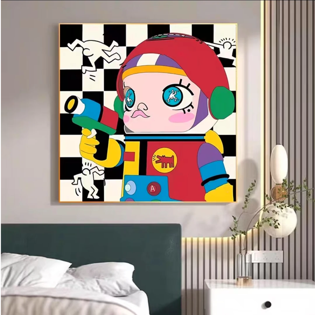 molly.潮流装饰画泡泡玛特卡通人物挂画客厅餐厅卧室墙挂画 30*30