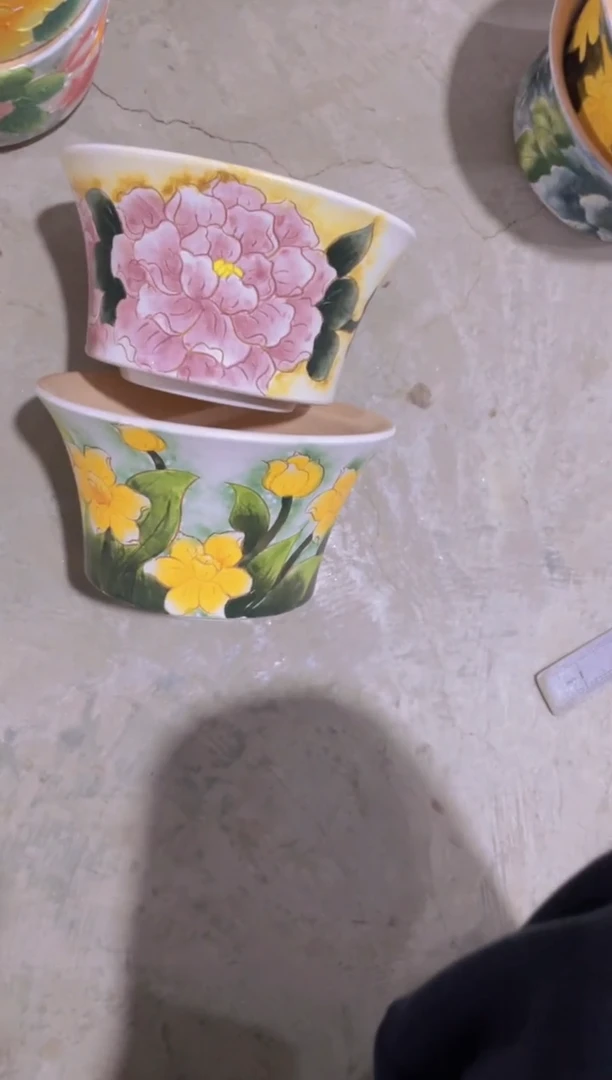 摆件105陶花岛花盆罐—手工痕迹默认，大小会有1-2公分误差
