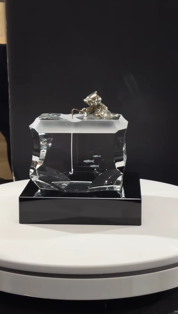 摆件极地生活-钓鱼艺术摆件+160*140黑色底座