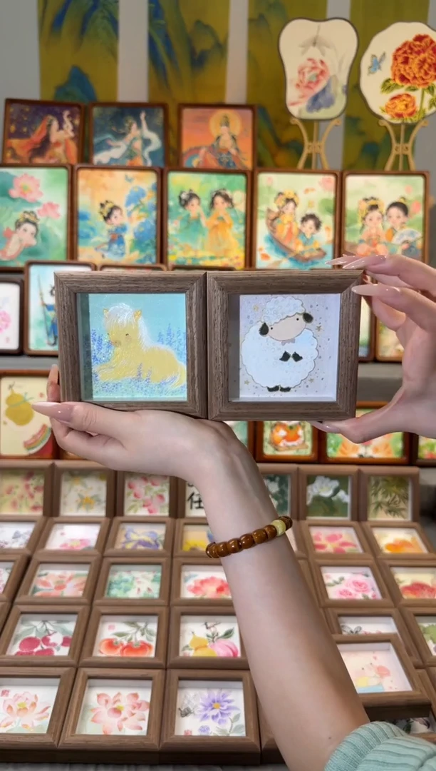 国画小马 小羊 一组11