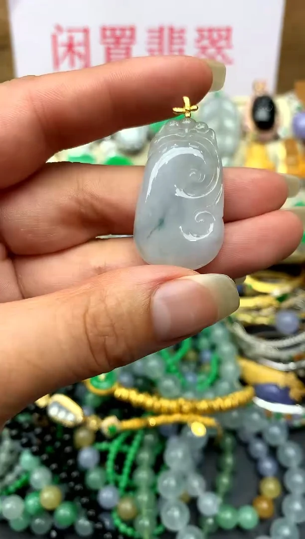 翡翠18K金镶嵌颈饰35-中国好珍宝