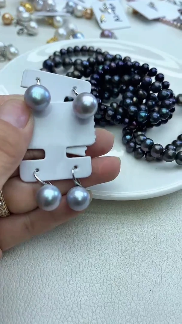 未镶嵌耳饰淡水珍珠灰色系高跟鞋