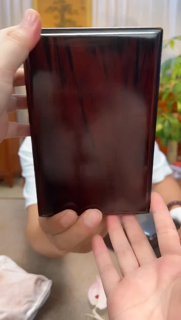 红酸枝木类成套家具大红酸枝 全独板天地盖收纳盒18*12*8