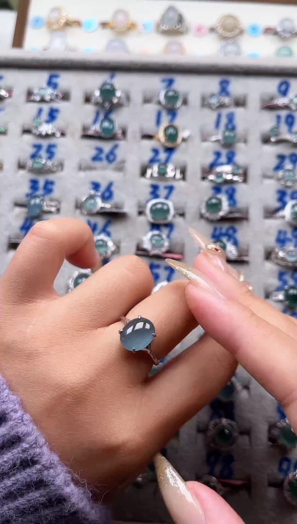 【闪购商品】翡翠戒指银S925镶嵌天然A货翡翠戒指