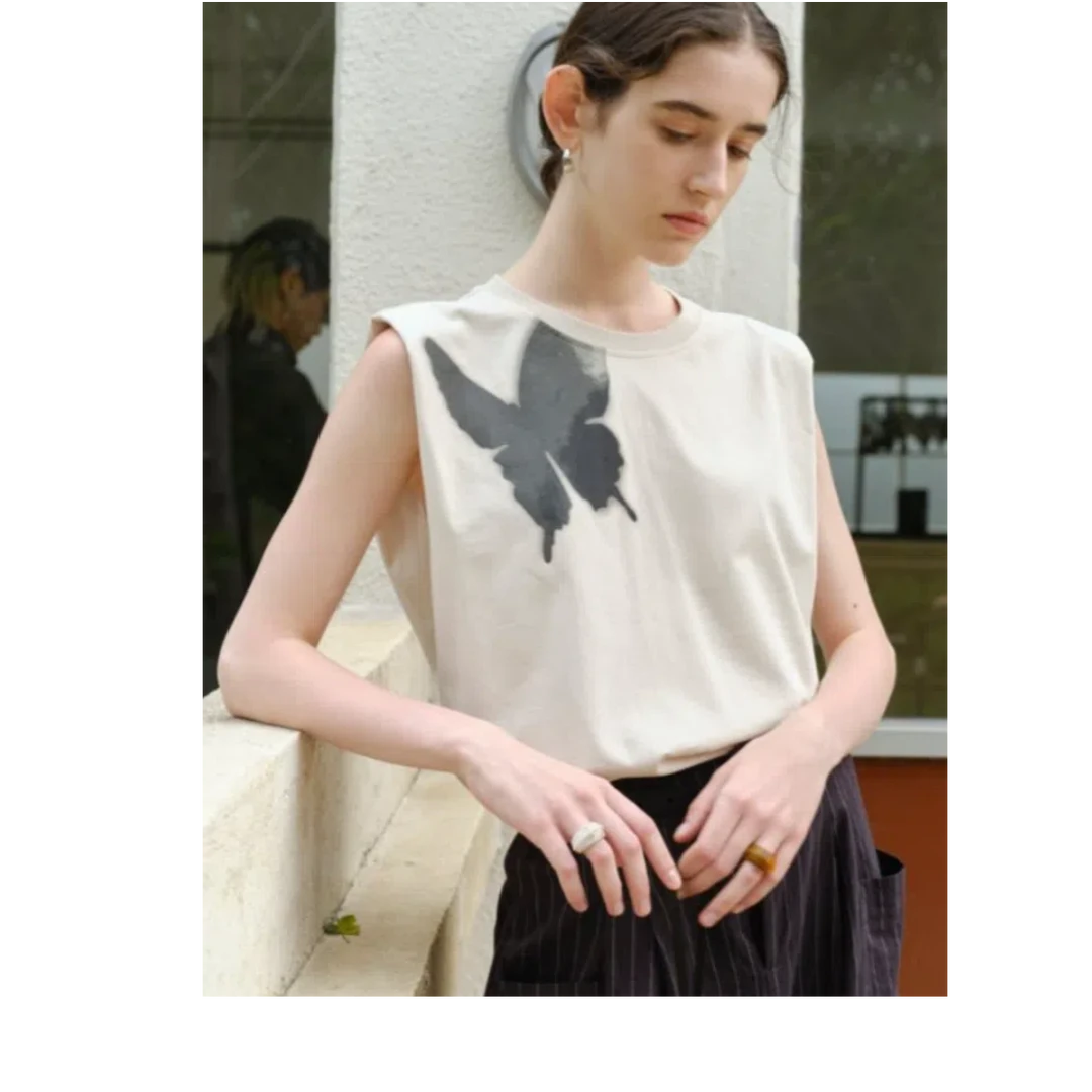 CIRCLOFY瑟夕 原创设计蝴蝶剪影印花纯棉T恤CHRB121220