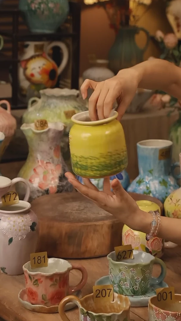 陶瓷268景德镇设计师手作花器摆件侘寂风