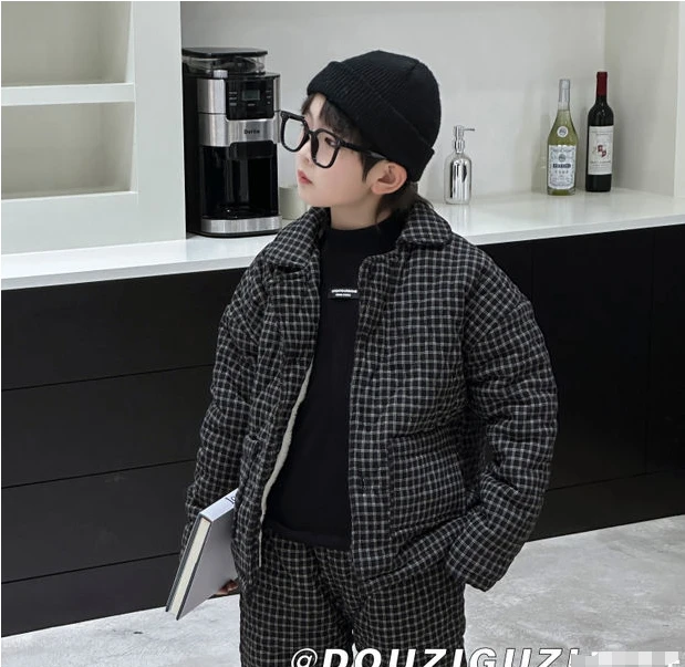 特厚韩系家居服户外儿童洋气男童加绒加厚秋冬套装