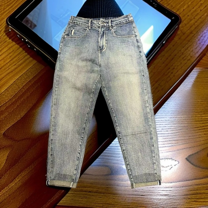 春季复古做旧牛仔裤个性男士时尚休闲直筒百搭潮流水洗