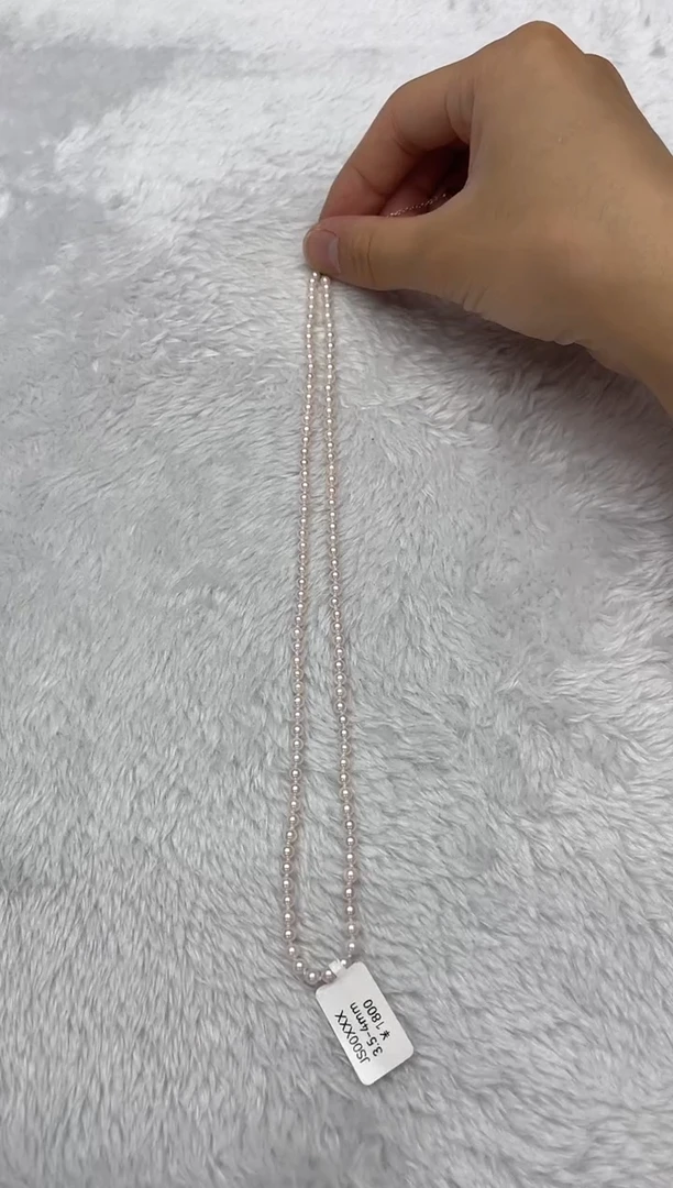 海水珍珠银S925镶嵌项链AK3.5-4mm