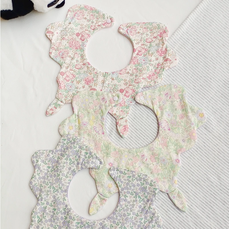 蝴蝶ins风婴儿口水巾纯棉卡通宝宝围嘴女宝围兜可爱