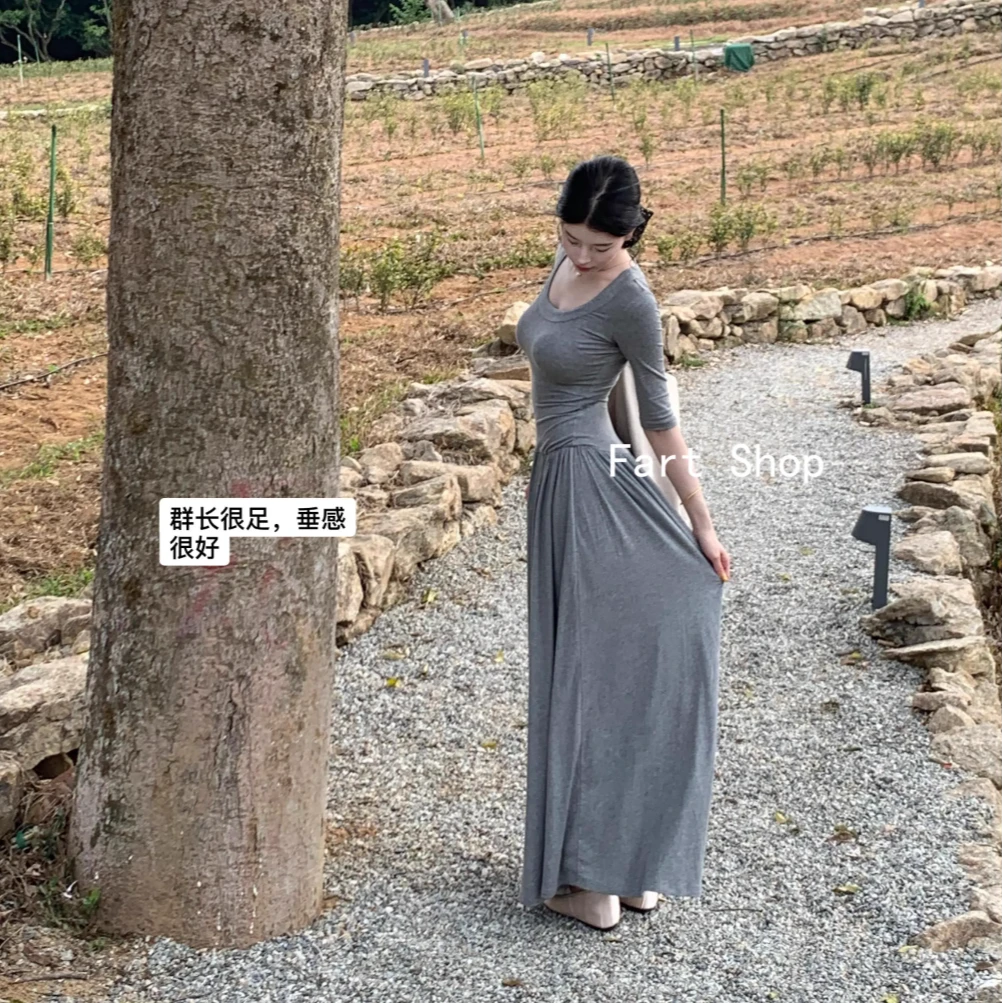 【Fart Shop】芭蕾风连衣裙 春季流行穿搭新款流行单品修身长裙女