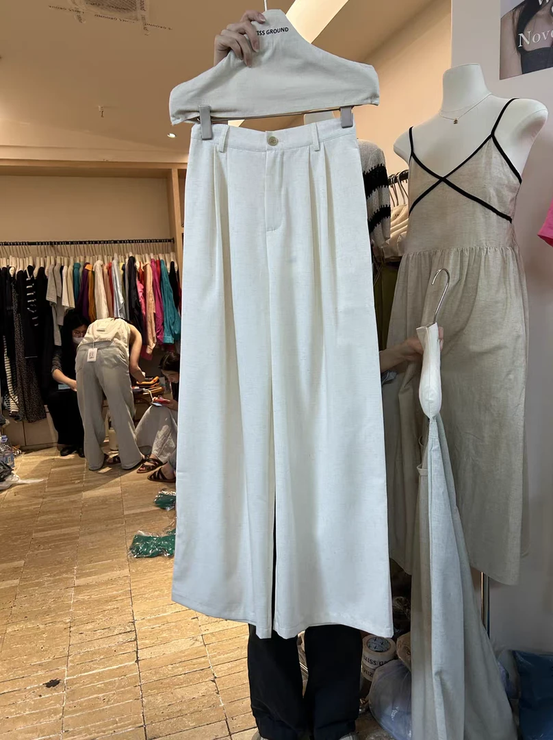 春夏阔腿裤亚麻裤休闲裤直筒裤垂垂裤