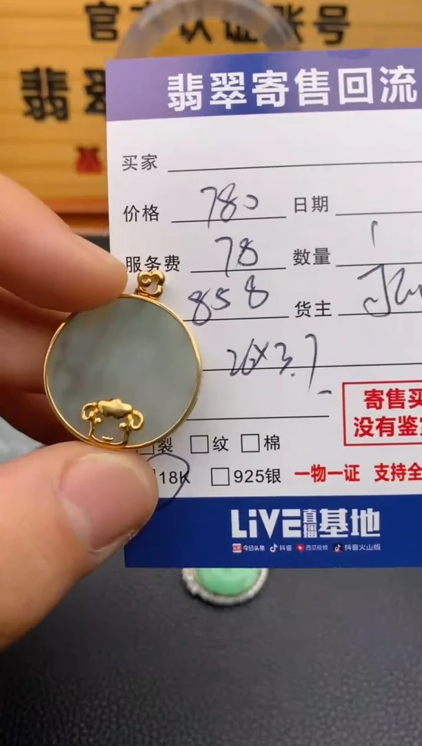 翡翠18K金镶嵌颈饰21014591