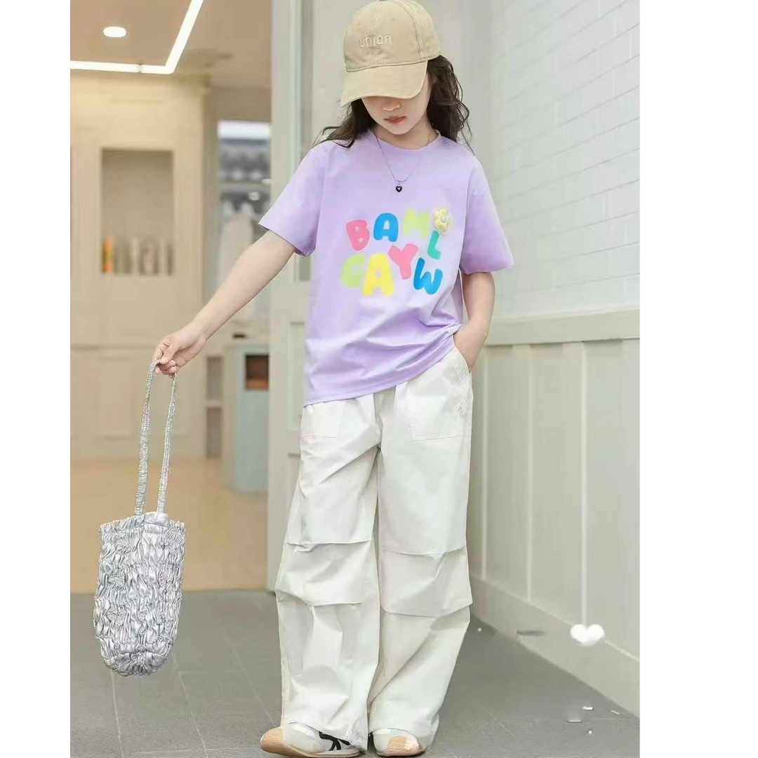 丽子家 品牌 儿童紫色套装