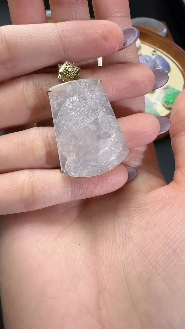 吊坠(不含链)18K金镶嵌翡翠【源头工厂】钻石镶嵌