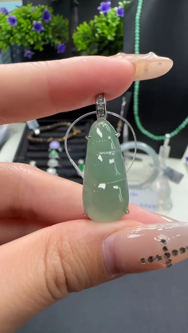 吊坠(不含链)银S925镶嵌翡翠翡翠吊坠
