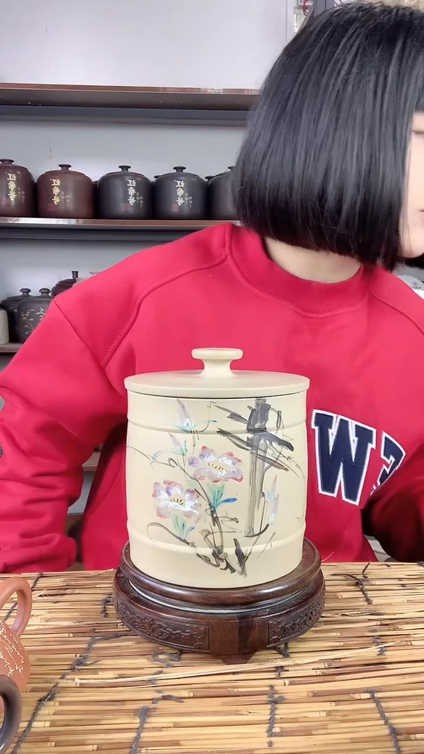 【闪购商品】罐白泥彩绘醒茶罐