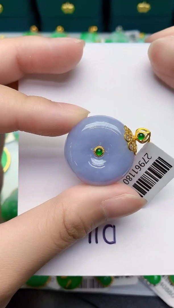 翡翠18K金镶嵌颈饰天然緬甸A貨翡翠