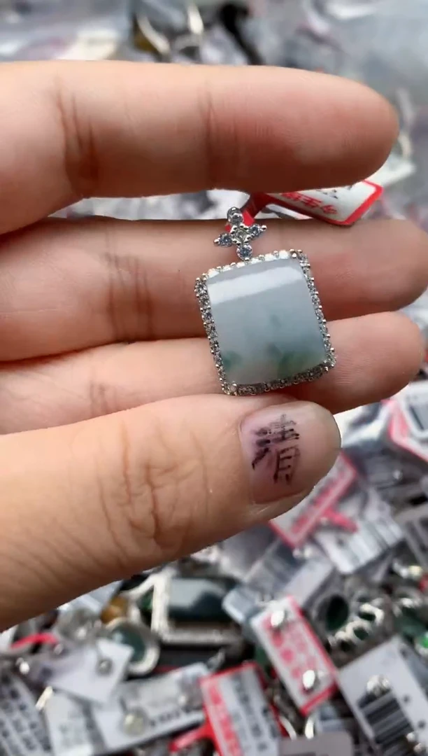 银S925镶嵌戒指翡翠天然A货缅甸翡翠