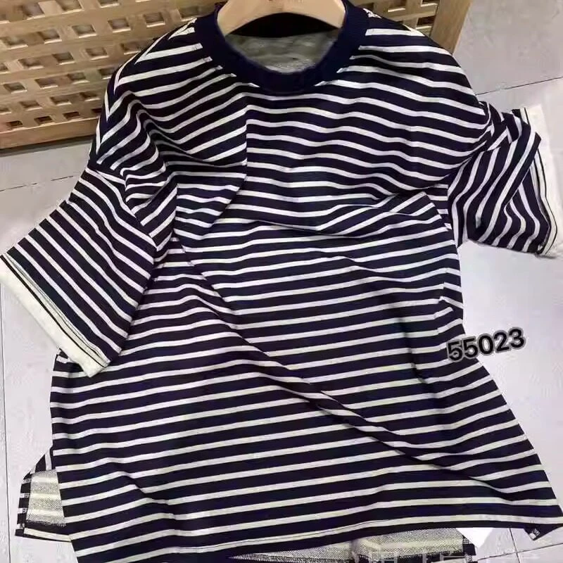 200斤大码圆领休闲百搭拼接短袖显瘦文艺