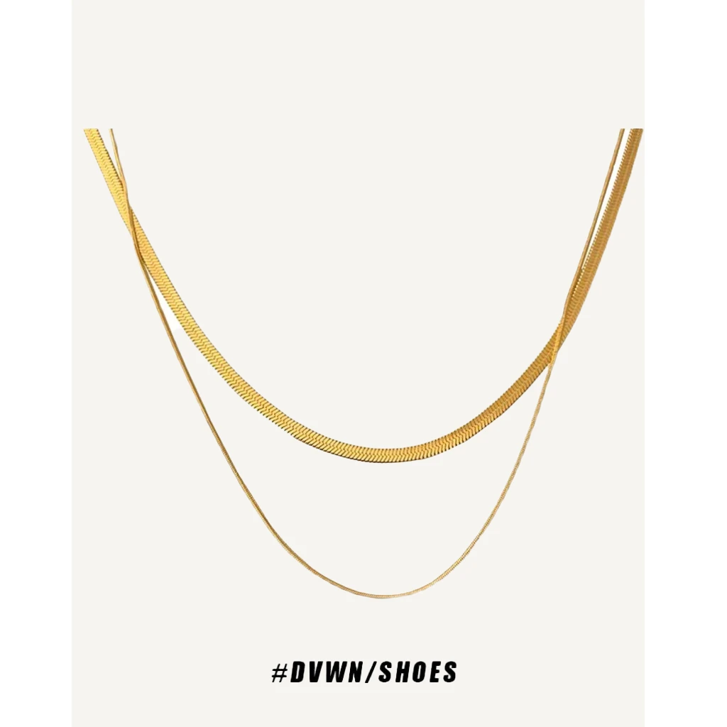 铜合金项链 【极简系列】欧美双层蛇骨链项链