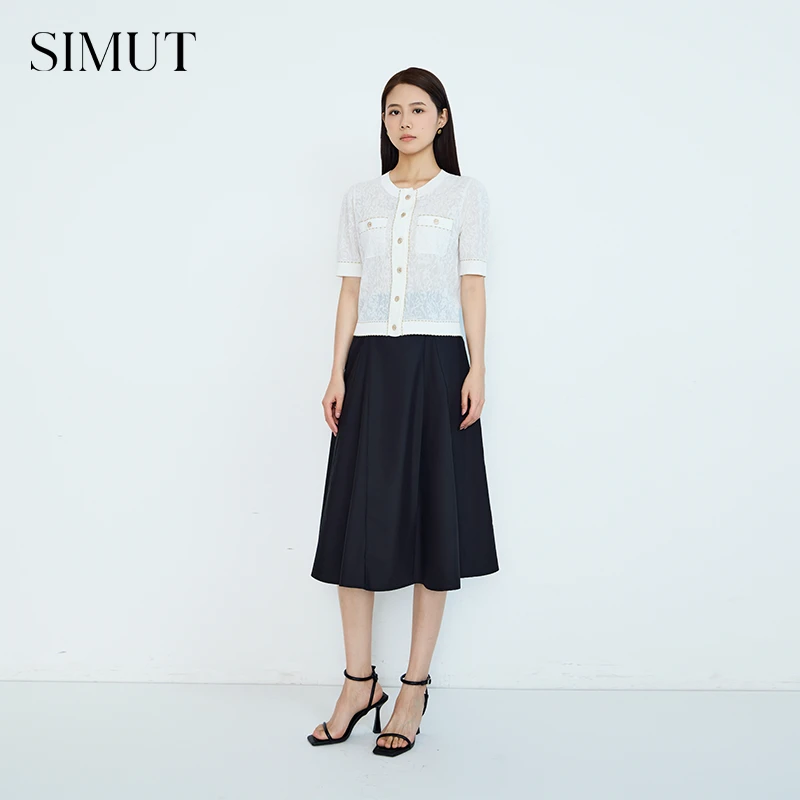 SIMUT思慕缇半裙A版收腰显瘦裙子2025夏新款SQ162423