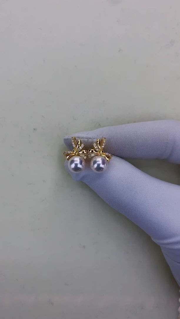 银S925镶嵌DA海水珍珠 GD206 耳钉 8