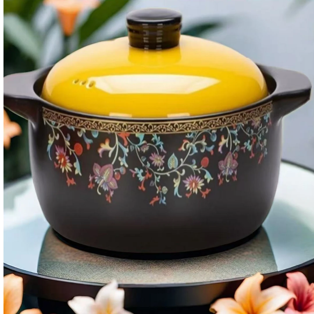 S【4.2L大容量】景德镇珐琅彩砂锅家用耐高温陶瓷汤锅明火大容量耐