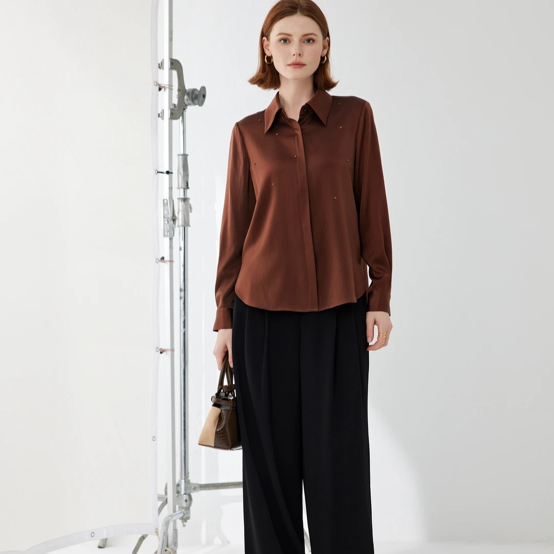【丽公主专属】93桑蚕丝轻奢高品质时尚真丝女士衬衫上衣 |2759