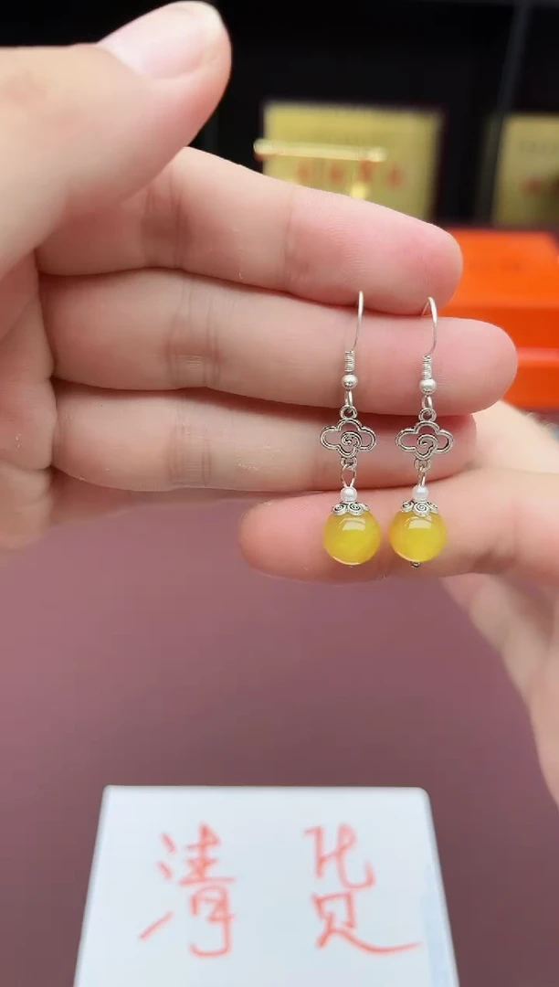 玛瑙/玉髓耳饰银S925镶嵌702000