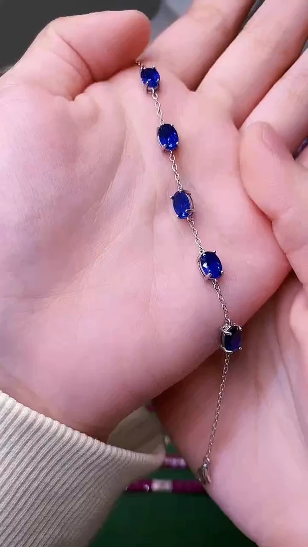 手链蓝宝石银S925镶嵌132