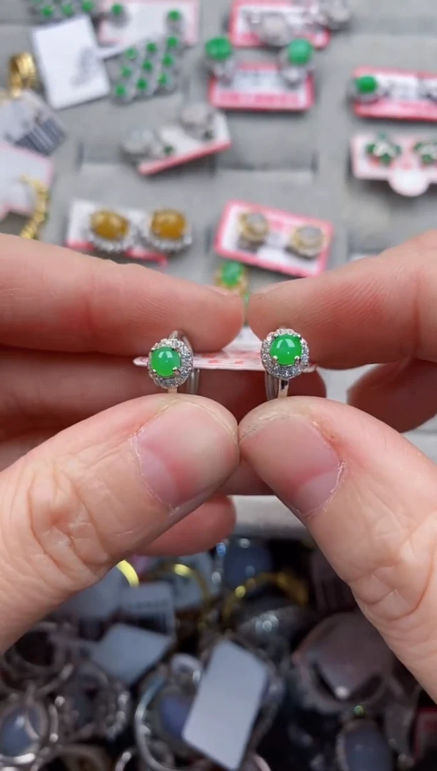 银S925镶嵌戒指翡翠6666-----9