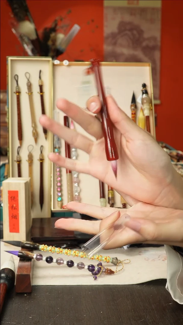 孤品高货毛笔链接 清水试笔 蘸墨不退