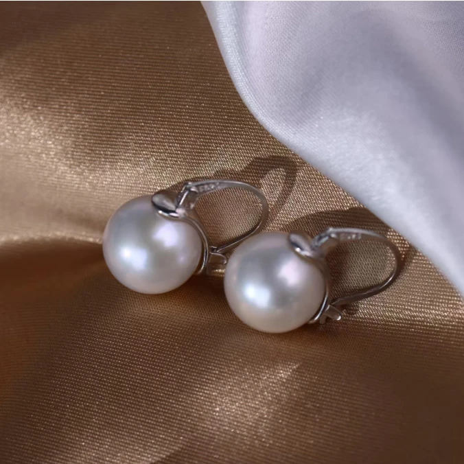 【鹿鹿】淡水珍珠12-14mm水桶款耳钉/S925银