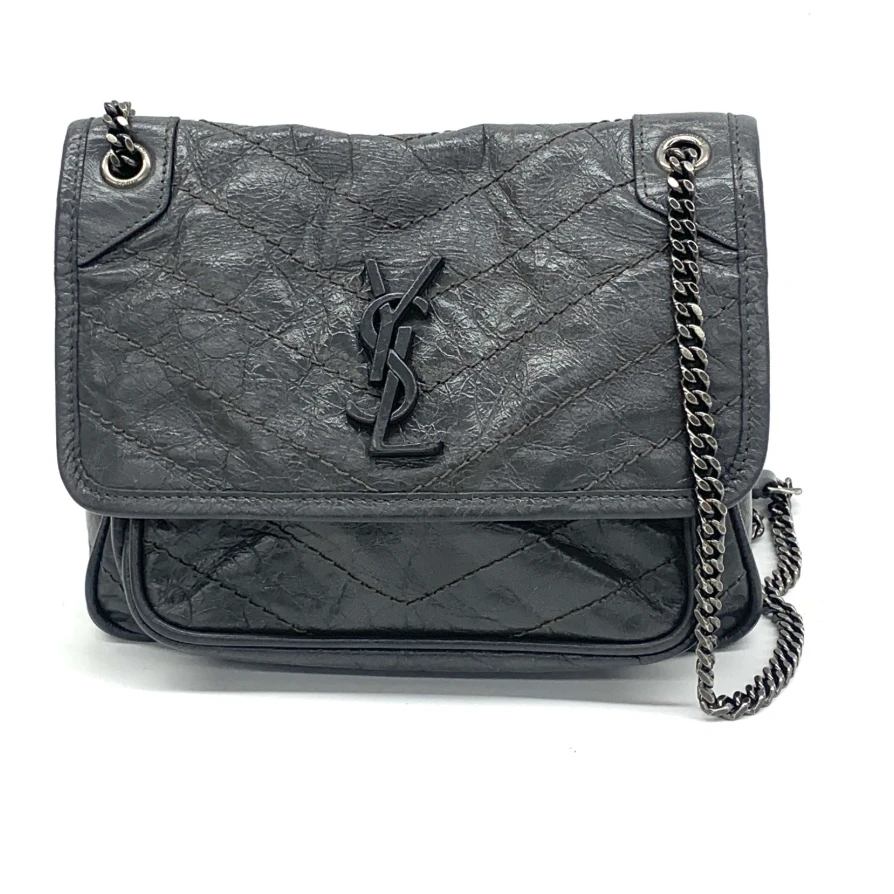 95新 YSL/圣罗兰 灰色 NIKI 小号 老扣 单肩包/5428