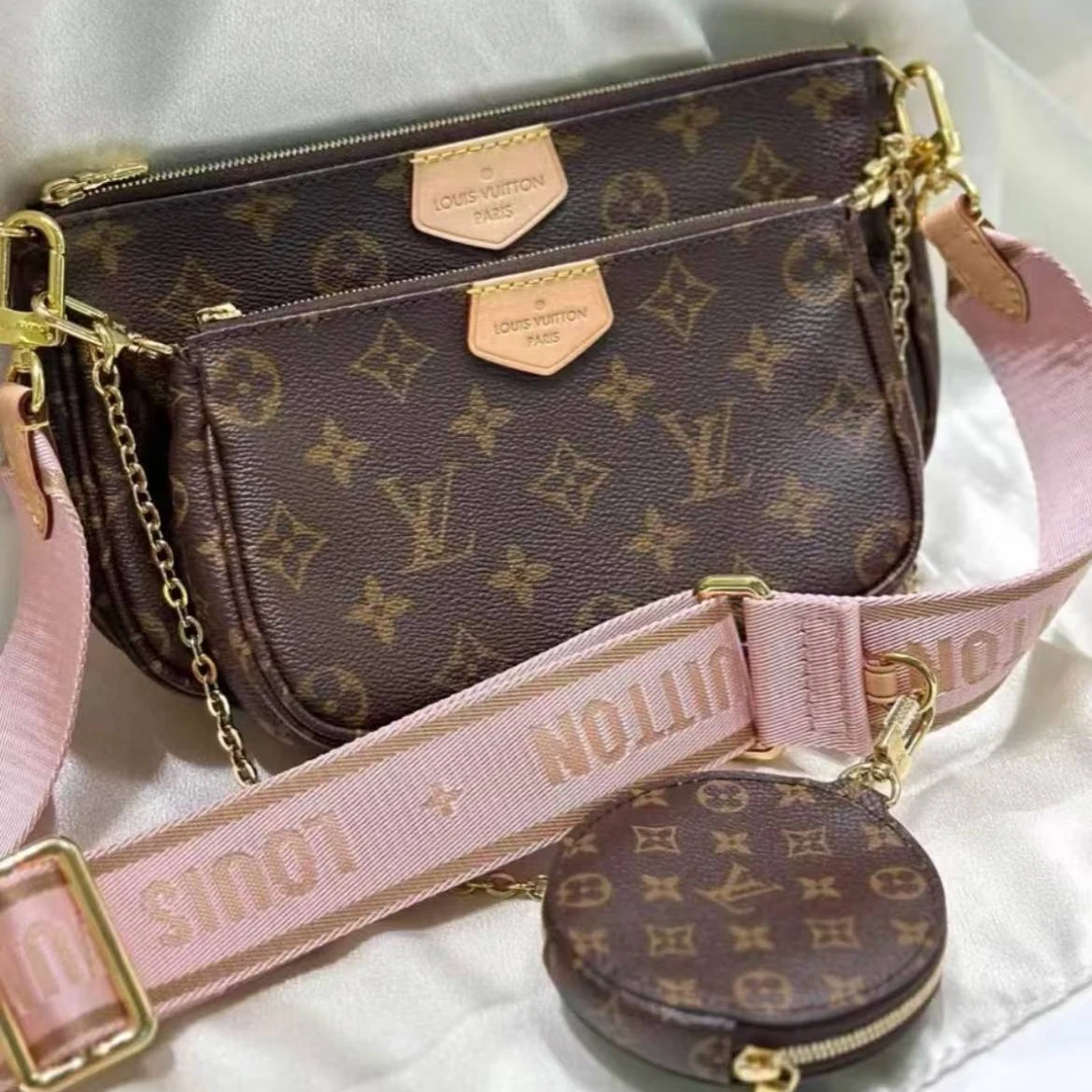 95新 LouisVuitton/路易威登 7姐专场/经典老花 五合一 粉肩带