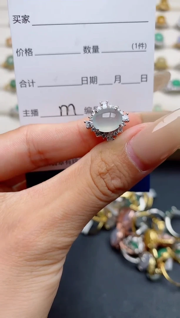 翡翠戒指银S925镶嵌.