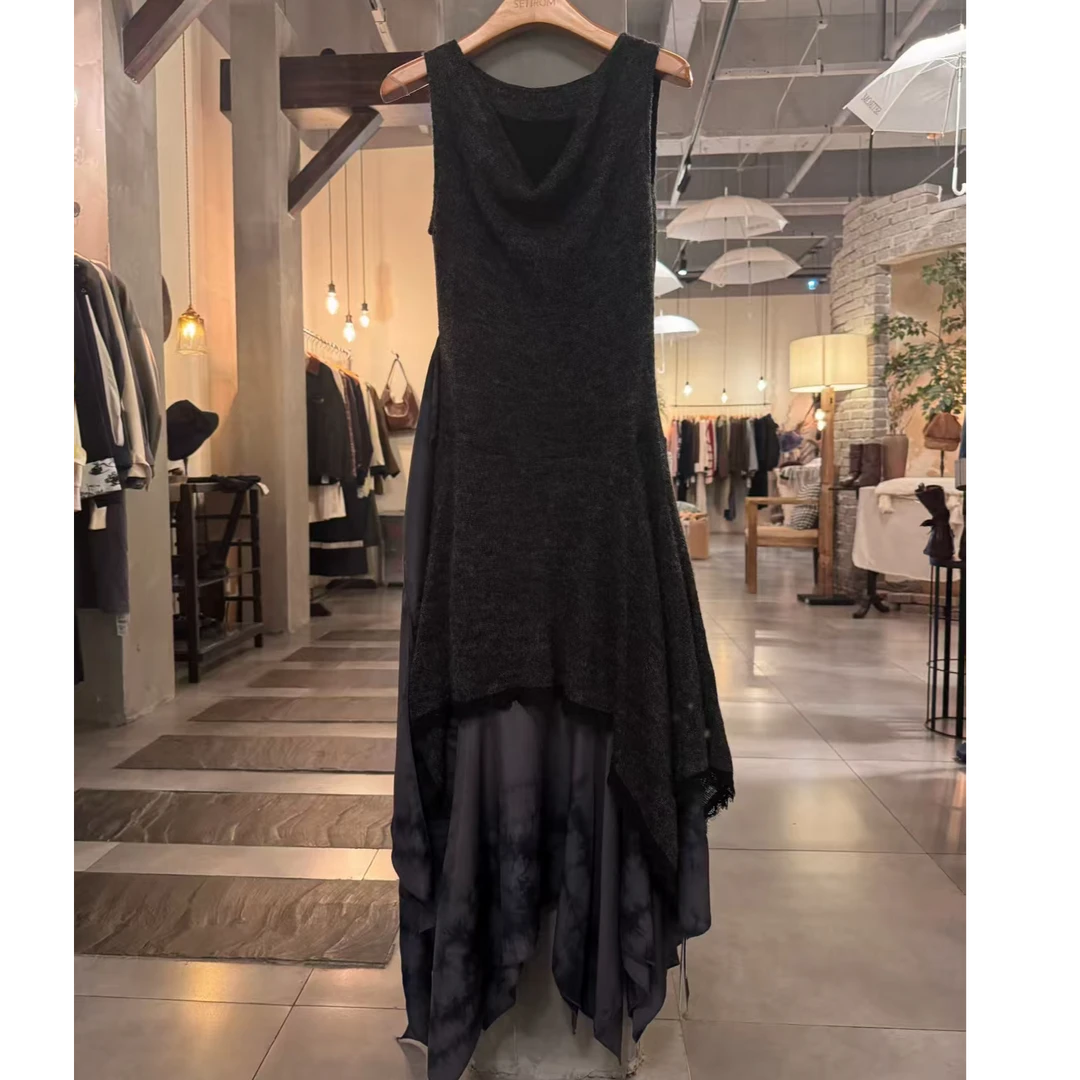 西町村屋荡领拼接设计连衣裙XAAC10700