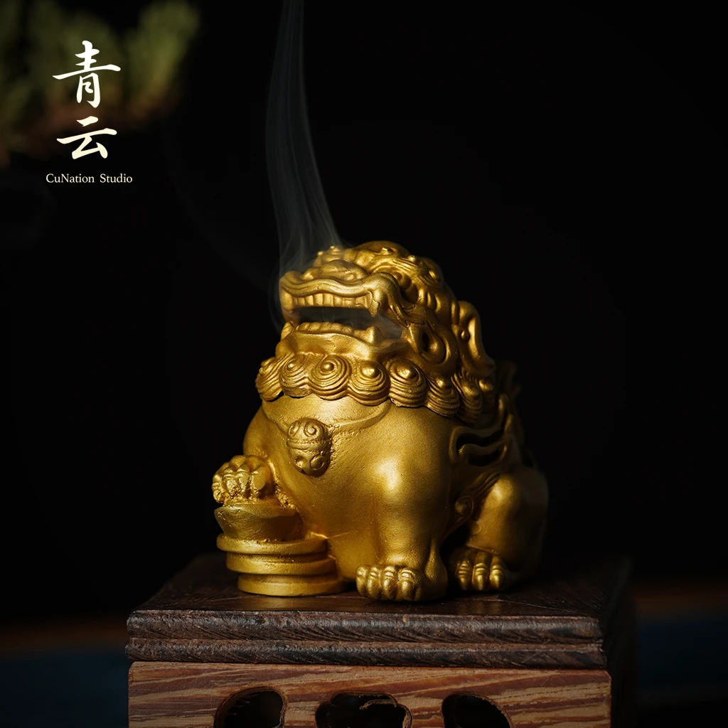 【青云】貔貅摆件吉祥物摆设黄铜香炉玄关办公室工艺品文创弥勒佛