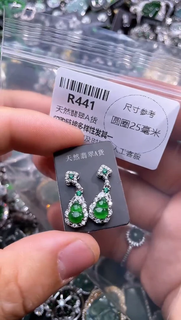 【闪购商品】翡翠颈饰未镶嵌R441耳钉