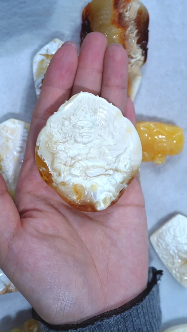 手链蜜蜡未镶嵌典藏级黄财神金瓷白肖时清顶工