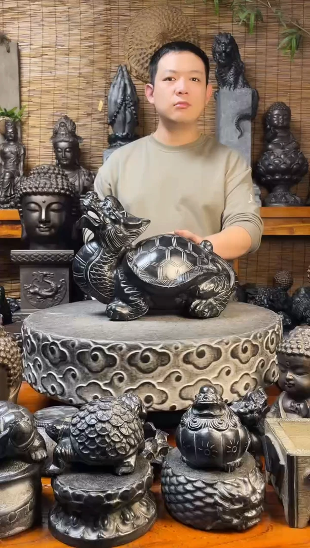 石材40龙龟天然青石雕刻