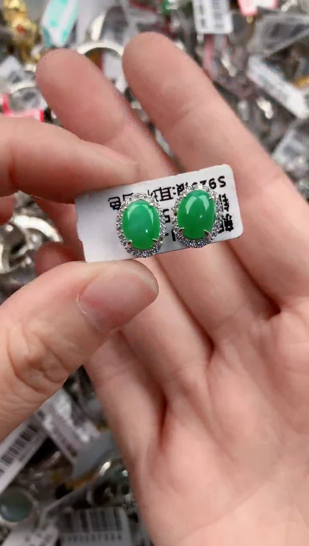 银S925镶嵌戒指翡翠666      8