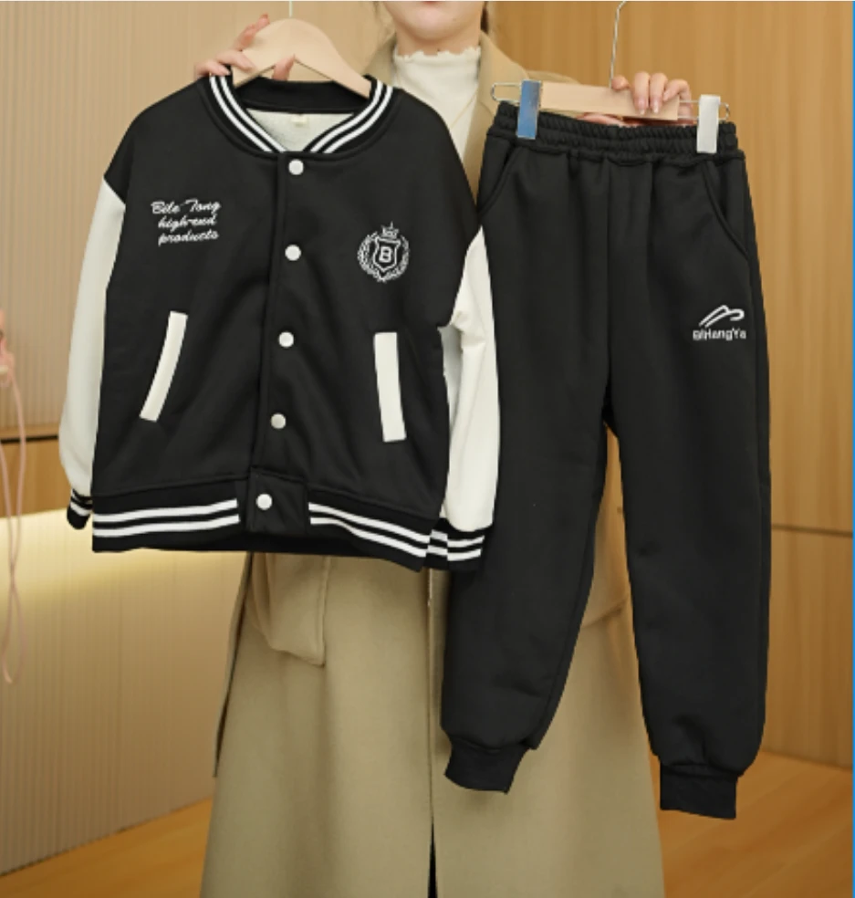 2025年款衣服儿童儿童冬季加绒加厚中大童外春秋运动男童套装