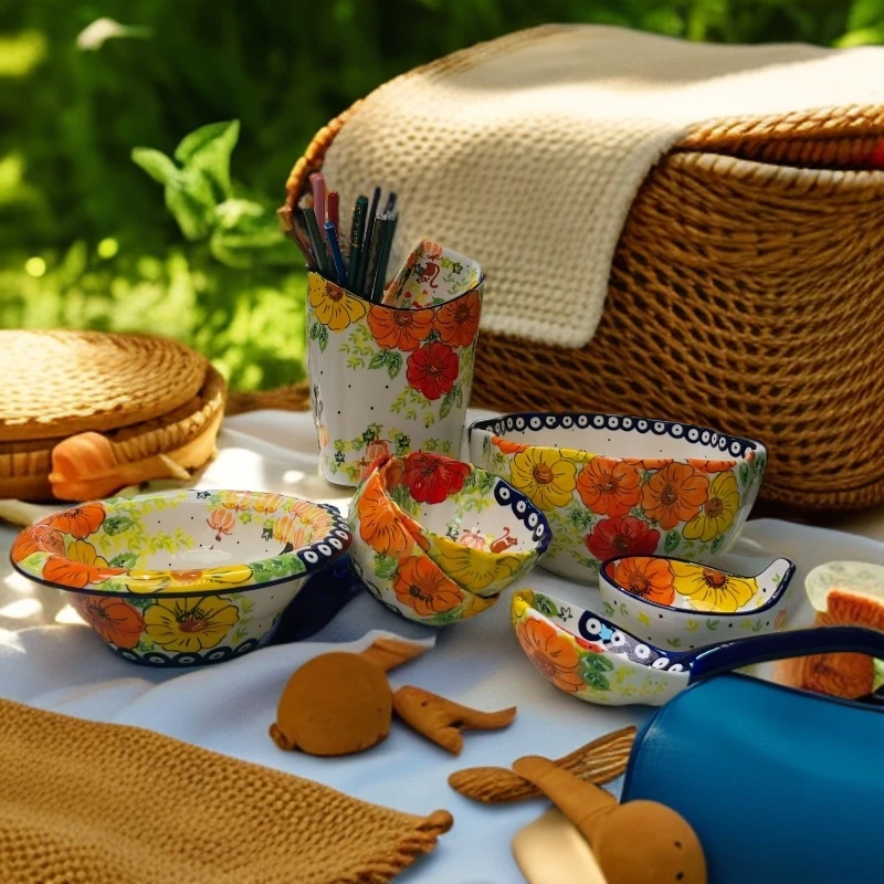 外贸波兰手彩南瓜猫系列创意陶瓷餐具