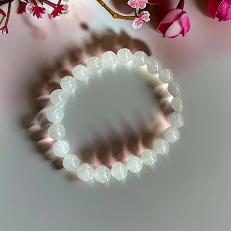 和田玉晴水小清新时尚百搭百搭轻奢冰透玉石手链